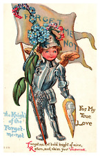 ARTIST IMPRESSION 1911 VALENTINE KNIGHT SHINING ARMOR ROMANCE POSTCARD #245 picture