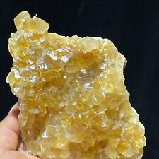 694g Translucent Gold Yellow/White Cube Benz Calcite Crystal Mineral Specimen picture