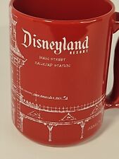RARE Disneyland Main Street Railroad Station Red Blueprint Mug w/ D Handle picture