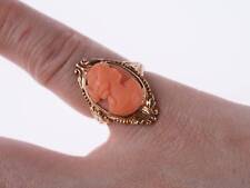 Sz3 Antique 14k gold hand carved coral cameo ring picture