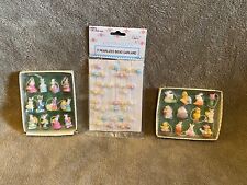 25 Pc VTG Easter Tree Bead Garland & Mini Ornaments Resin Bunnies Chicks Spring picture