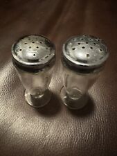Collectible Antique Vintage Glass & Heavy Sterling Silver Salt & Pepper Shakers picture