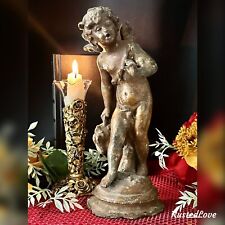 Antique Winged Putti Statue 19th Century Cherub Angelic Figurine European picture