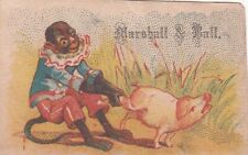 Marshall & Ball Clothiers Newark NJ Monkey Pig Vict Card c1880s picture