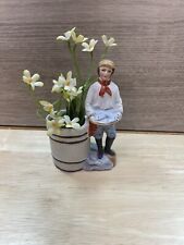 Vintage German Carl Scheidig Graefenthal flowers man fish Porcelain Figurine picture