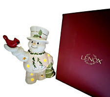 Lenox Snowman Happy Holly Days Lit Cardinal Porcelain Winter Christmas Box light picture