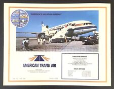 1986 AMERICAN TRANS AIR advertising BROCHURE L1011 727 airlines airways ad ATA picture