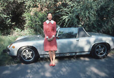 sl55 Original Slide 1970's  Porsche vintage sports car young lady 777a picture