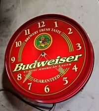 VINTAGE BUDWEISER KING OF BEERS LIGHTED 19'' WALL CLOCK WORKING CONDITION L5039 picture