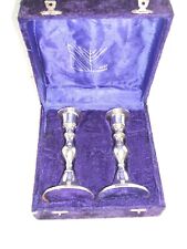 alef judaica Silver Candlesticks 5 3/4”, never used, box edges have scrapes picture