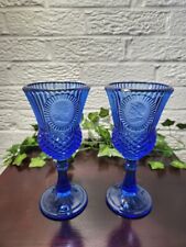 Vintage Avon Fostoria George & Martha Washington Cobalt Blue Glass Set of 2 picture