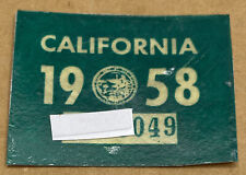 AUTHENTIC 1958 58 California License Plate Year Sticker TAG TAB DECAL DMV YOM picture