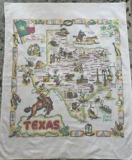 Vintage Printed Souvenir Tablecloth 50’s 60’s Texas 38.5x31 picture