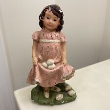Vintage Ragon House Collection Farmhouse Paper Mache Girl Collecting Eggs picture