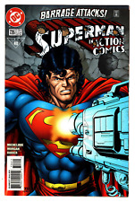 Action Comics #726 -  Superman protects Maggie Sawyer from Barrage picture