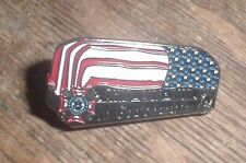Unique Military MIA-POW Flag Covered Casket-Coffin PIN 