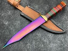 Custom handmade 15''Carbon steel Hunting Bowie Knife W/Leather Sheath BL-1966 picture