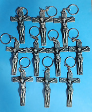 Crucifix Keychains Lot - Stone-Look Resin 3-D Sculpted Style 5