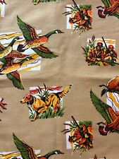 Vintage 50s MCM Flannel Duck Hunting Hunter Dog Geese Fabric Remnant 88