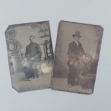 Antique 1/6th Plate Tintype Man in Hat Man Sitting Americana ca 1800's picture
