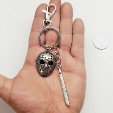 Friday the 13th metal keychain Jason Voorhees mask + machete - horror movie gift picture