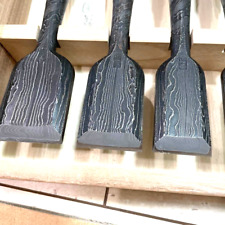 Tasai Damascus Straight Grain Mokume Japanese Bench Chisels Oire Nomi Set of 10 picture