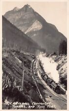 RPPC Kicking Horse Canyon Train Railroad Canada Banff Tunnel Photo Postcard D13 picture