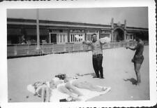 Vintage FOUND PHOTOGRAPH bw A DAY AT THE BEACH Original Snapshot JD 110 7 K picture
