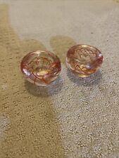 Vintage Pair Of  bubble art glass candle holder Paper Weight Red Clear 💎 picture