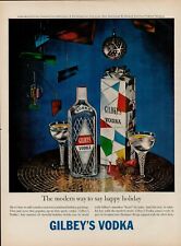 1959 Alcohol Vodka Martini Gilbeys  50s Vintage Print Ad Christmas Gift Box picture