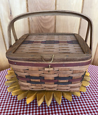 Vintage 1988 Longaberger All American Picnic Basket w/woven Lid & Protector 🇺🇸 picture