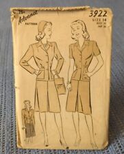 Vintage ADVANCE Unprinted SEWING PATTERN 1940's #3922 ~ MID-LENGTH DRESS picture
