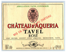 1970's-80's Chateau D' Aqueria Tavel Rose French Wine Label Original S50E picture