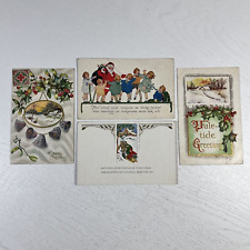Vintage Christmas Greetings Embossed Postcards Lot of 4 DB Posted Unposted picture