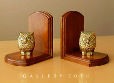 CUTE & RARE PAIR BABY OWL BRASS BOOK ENDS MID CENTURY INTERIOR DECOR MODERN  picture
