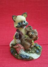 Vintage 1990s ARTMARK Playful Siamese Cat Kitten Catching A Mouse Figurine Curio picture