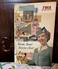 VINTAGE 1950's TWA TRANS WORLD AIRLINES WELCOME ABOARD SLEEVE 10 1/2