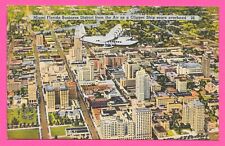 Overhead Business District and Clipper Ship. Miami, Florida - Vintage Postcard picture