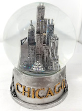 Chicago Skyline Snowglobe Gold Letting Silver Color Base Rainbow Glitter picture