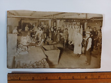 TRIMMED 1910 CABINET PHOTO INTERIOR BUTCHER SHOP PIG HOG LARD MEAT OCCUPATIONAL picture
