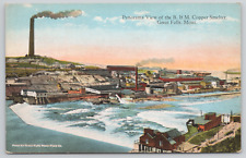 Great Falls Montana B&M Copper Smelter Divided Back Postcard picture