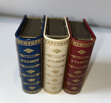 Vintage Italian Genuine Calf Leather Stamp 3 Boxes Cases Holder Embossed picture