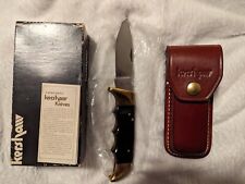 ✨Vtg Kershaw 1050 USA Kai Japan Folding Pocket Knife Lockback Leather Sheath Box picture