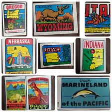 9 Vintage 1950s Lindgren-Turner States Marineland And More Window Decal Stickers picture