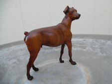 ANTIQUE CARVED WOOD FIGURE MINIATURE PINSCHER DOG,  WPA AAFA c.1935-1943, SIGNED picture