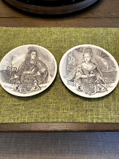 Queen Mary II & King William III Vintage Wedgwood Porcelain Commemorative Plates picture