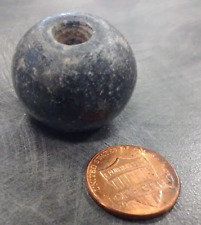 Ancient Pre Columbian black marble Stone donut Bead picture