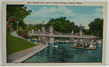 BOSTON MA Bridge and Lake in Public Garden Swan Swimming Vintage Photo Postcard picture