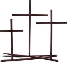Three Metal Standing Crosses, Freestanding Christian Decor, Religious Gift picture