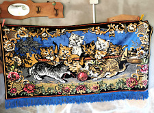 ANTIQUE WALL HANGING  BED COVER FRENCH STYLE HAND WOOVEN FABRIC MATERIAL 1930s picture